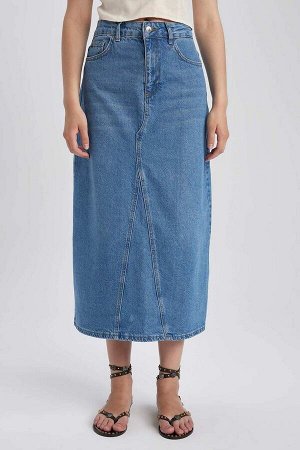 Удлиненная юбка из 100% хлопка и длинная юбка