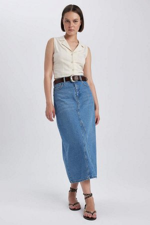 Длинная джинсовая юбка миди