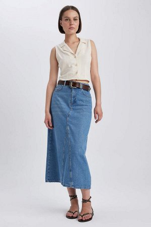 Длинная джинсовая юбка миди