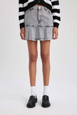DEFACTO Джинсовая мини-юбка со складками A Form