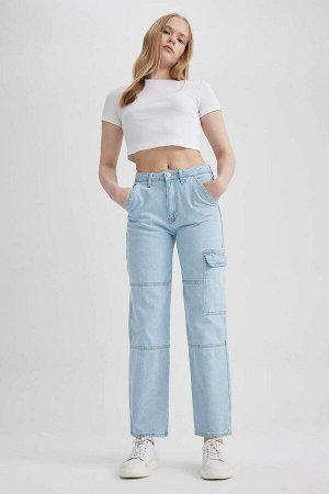 Длинные джинсовые брюки карго из 100% хлопка