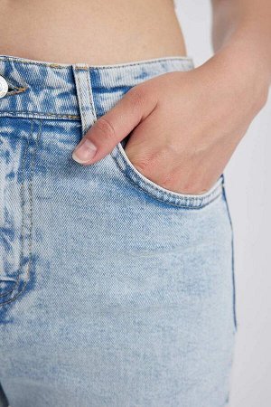 Длинные джинсовые брюки прямого кроя Mary Vintage с высокой талией и рваными деталями и вырезами