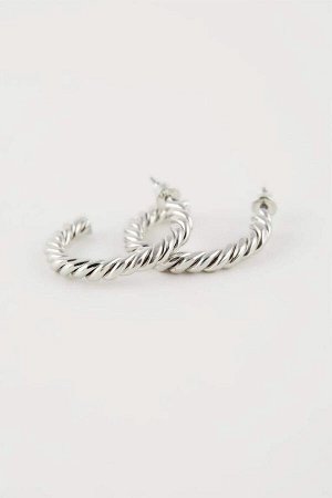 Женские серебряные серьги-кольца из трех частей