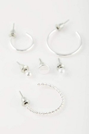 Женские серебряные серьги из шести предметов