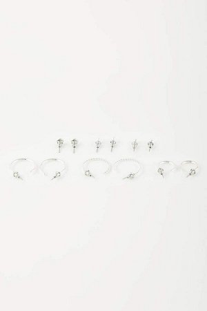 Женские серебряные серьги из шести предметов