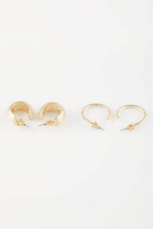 Женские золотые серьги-кольца из двух частей