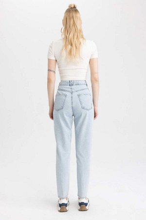 DEFACTO Lina Mom Fit Джинсовые брюки из 100% хлопка с высокой талией Haifi длиной до щиколотки