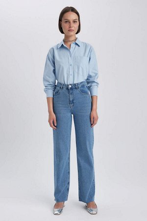 DEFACTO Широкие джинсы 90-х с вырезом, длинные брюки из 100% хлопка