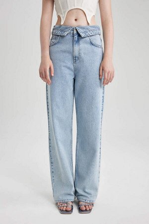 Широкие брюки с высокой талией и широкими штанинами, удобная посадка, длинные джинсовые брюки из 100% хлопка