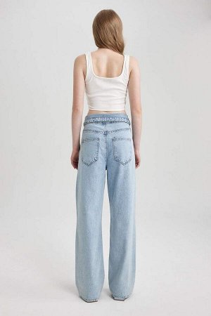 Широкие брюки с высокой талией и широкими штанинами, удобная посадка, длинные джинсовые брюки из 100% хлопка