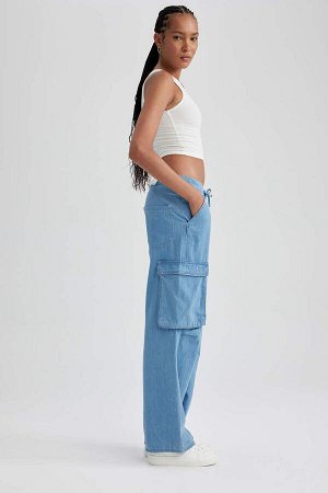 Длинные джинсовые брюки карго прямого кроя с нормальной талией