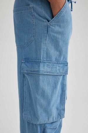 Длинные джинсовые брюки карго прямого кроя с нормальной талией