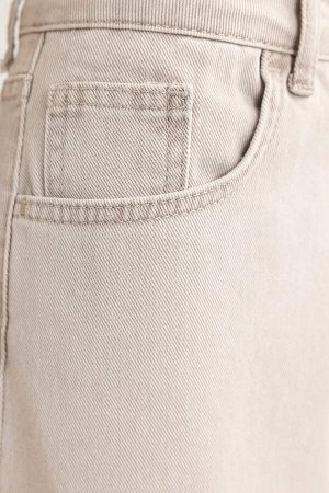 Джинсовые брюки-кюлоты длиной до щиколотки из 100% хлопка с высокой талией