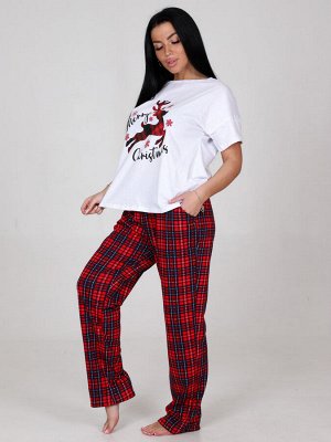 3024 Пижама(брюки) (Красная клетка)