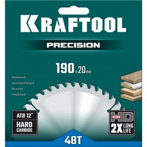 KRAFTOOL PRECISION 190х20мм 48Т