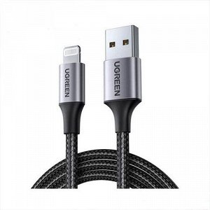 Кабель USB-Lightning в оплетке нейлоновой (алюминиевый корпус) 1,50 м. (US199) чип Ugreen