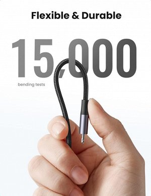 Кабель USB-Lightning в оплетке нейлоновой (алюминиевый корпус) 1,50 м. (US199) чип Ugreen