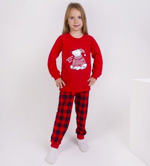 Пижама детская длинный рукав цвет Красный Мишка волшебство (Тимошка)