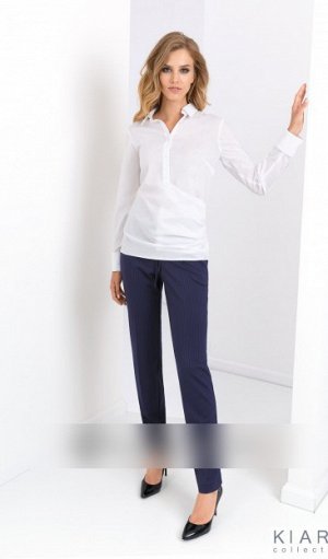 Блузка Хлопок 97% спандекс 3% блузка Рост: 170 см. Блузка женская, из хлопковой ткани, приталенного силуэта, длиной выше линии бедер; верхняя часть переда с центральной застежкой на петли и пуговицы, 