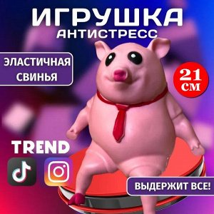 Антистресс эластичная Свинья злая Ласса. Биг Босс 21 см. Делай с ним что хочешь! Цвет розовый