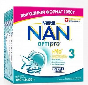 NAN 3 Оптипро сухая молочная смесь, 1050г (3*350г)