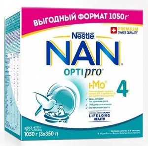 NAN 4 Оптипро сухая молочная смесь, 1050г (3*350г)