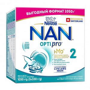 NAN 2 Оптипро сухая молочная смесь, 1050г (3*350г)