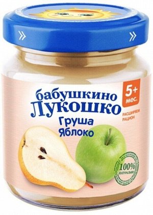 Пюре Бабушкино Лукошко Груша яблоко без сахара с 5 мес. 100 гр.