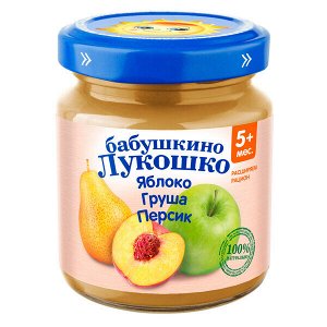 Пюре Бабушкино Лукошко Яблоко, груша, персик с 5 мес. 100 гр.