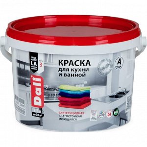 Краска для кухонь и ванных комнат и других помещений с повышенной влажность Dali Латексная, акриловая база А, 2.5 л