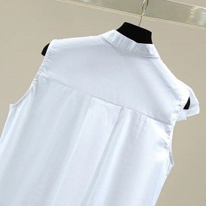 Женская блуза без рукавов, с воланами, белый