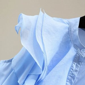 Женская блуза без рукавов, с воланами, синий