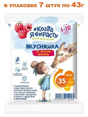 Смесь сухая Вкусняшка МАЛИНА (1-10 лет), 43гр