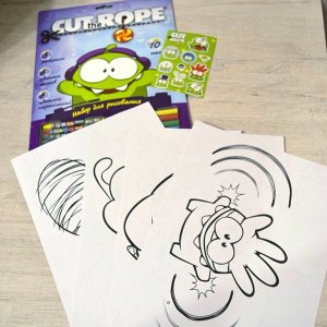 Набор для рисования с мелками и карандашами "Cut the Rope" (Ам-ням)