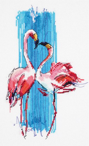 Набор для вышивания PANNA арт. ПТ-7014 Розовые фламинго 17х25 см