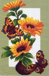 Набор для вышивания МАТРЕНИН ПОСАД арт.28х37 - 0473 Подсолнухи и бабочки
