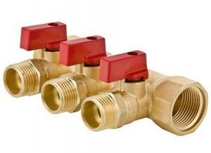 Коллектор с шар. кранами 3/4"х1/2" НР (3 выхода) Valtec VTc.580