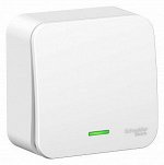 Выключатель 1-кл. подсв. изол.пл., 6А, белый, наклад, BLANCA, Schneider Electric