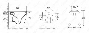 Унитаз подвесной Golden Frog LT061E-R, безободковый***
