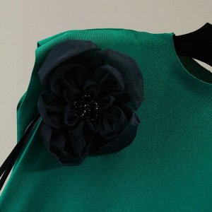 ХИТ ПРОДАЖ! Женская трикотажная футболка без рукавов, с декором в виде цветка, темно-зеленый