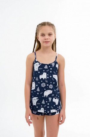 Новогодняя пижама для девочки с шортами Happyfox