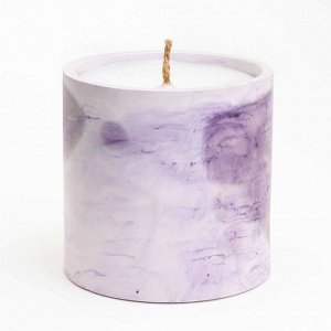 Свеча «Цилиндр» в подсвечнике из гипса, 8,5х8,5х8 см,мрамор с фиолетовыми полосками