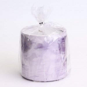 Свеча «Цилиндр» в подсвечнике из гипса, 8,5х8,5х8 см,мрамор с фиолетовыми полосками