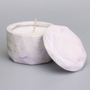 Свеча "Мрамор" в подсвечнике из гипса с крышкой, 8,5х6см, мрамор с фиолетовыми полосками