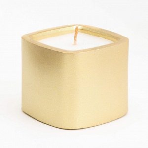 Свеча "Квадрат. Мрамор" в подсвечнике из гипса малый,5х4,5 см,золото