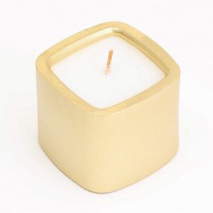 Свеча "Квадрат. Мрамор" в подсвечнике из гипса малый,5х4,5 см,золото