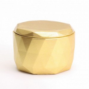 Свеча "Мрамор" в подсвечнике из гипса с крышкой, 8,5х6см, золото