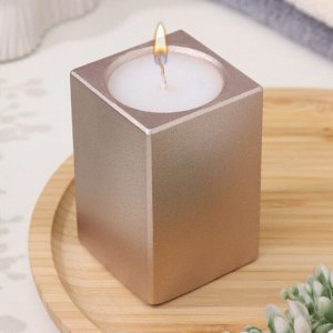 Свеча в подсвечнике из гипса «Квадрат», 5x8 см, шампань