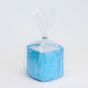 Свеча "Квадрат. Мрамор" в подсвечнике из гипса малый,5х4,5 см,голубой