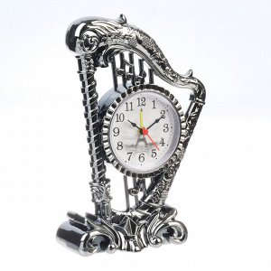 Часы - будильник настольные "Арфа", дискретный ход, циферблат d-6.5 см, 19 х 14 см, АА